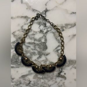 brass gold necklace jcrew blue navy pink